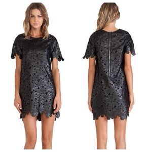 J.O.A. Faux leather flower dress